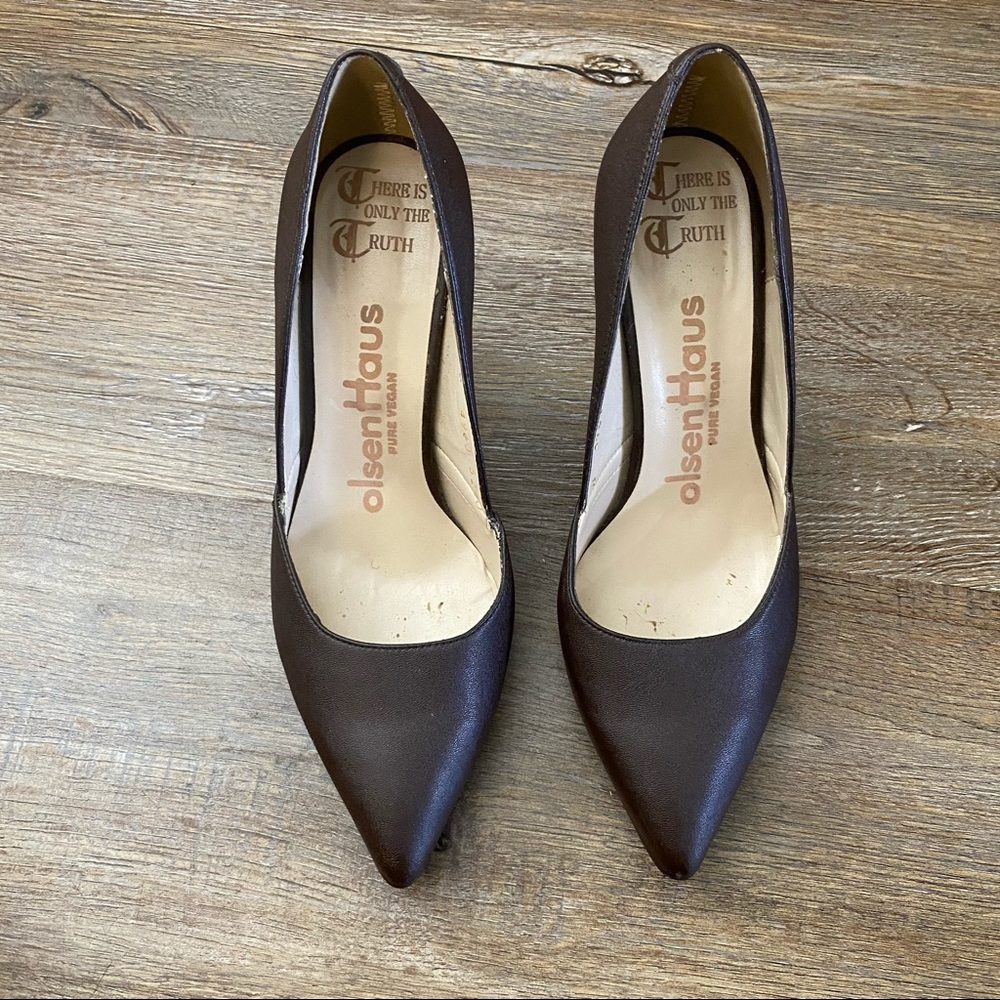OlsenHaus Brown Vegan Pointed Toe Pumps Shoes Size 8